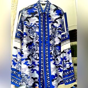 Versace silk baroque camo button down shirt